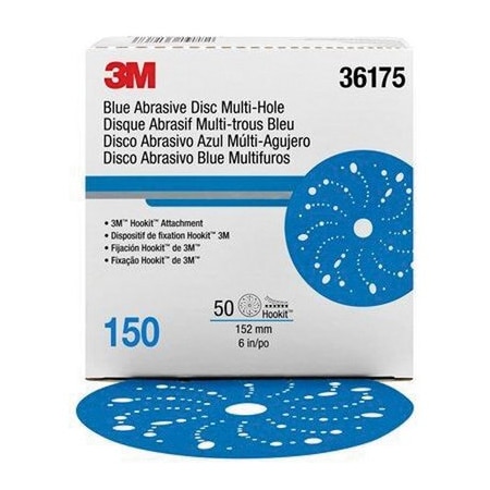 3M 3M Hookit Blue Abrasive Disc Multi-hole, 6 in, 150, 50PK 7100091093